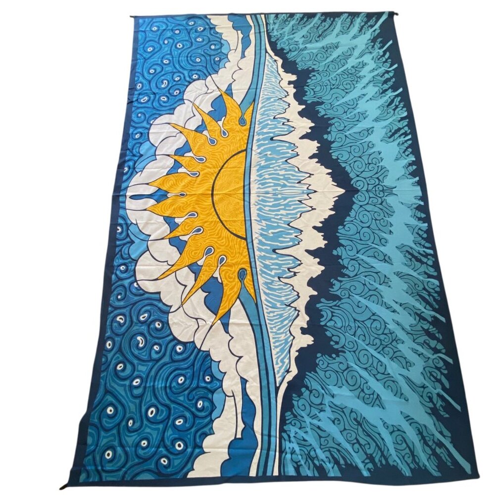 Sunshine Joy Cotton Blue Tapestry Wall‎ Hanging Beach Blanket Sun Waves Boho